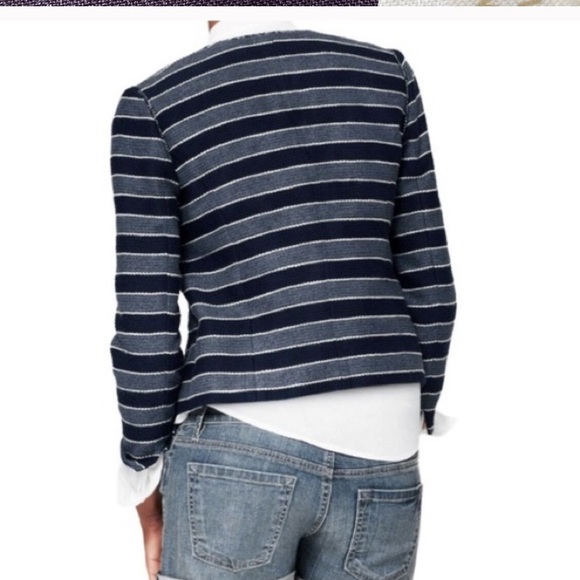 Navy Stripe Textured Jacket & Skirt Set - Picture 5 of 11